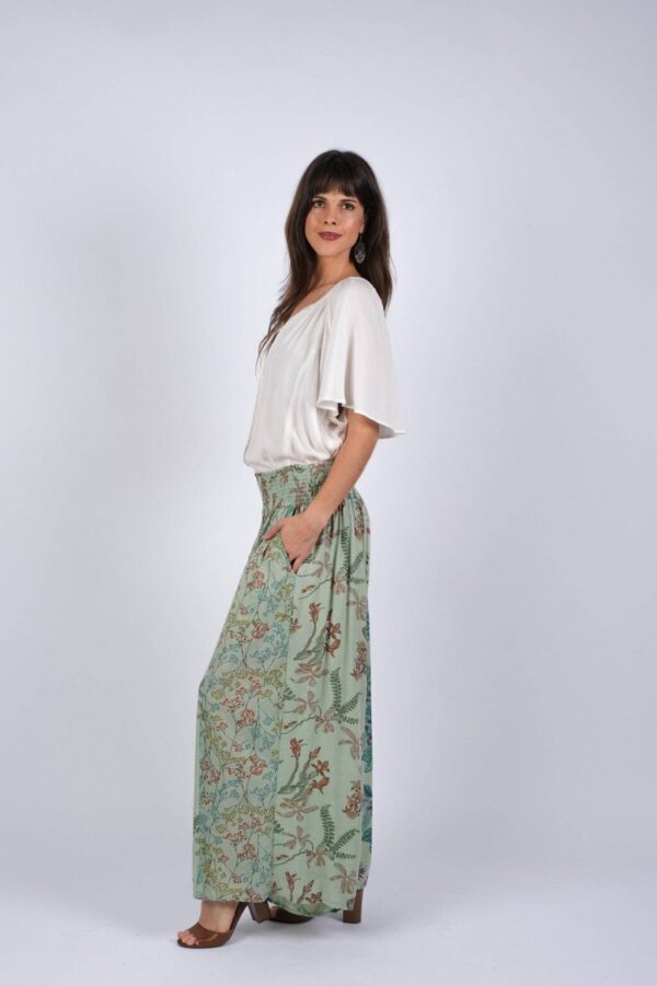 Product Image for  Green Floral Serenity Patchwork Chic Pants:S/M & L/XL)