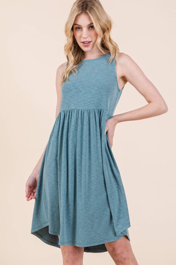Product Image for  ETK-9342-PL Plus Size Solid Babydoll Sleeveless Knee Dress: Burgundy, 1XL