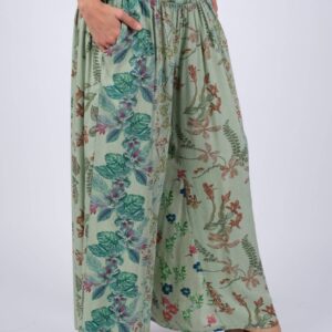 Product Image for  Green Floral Serenity Patchwork Chic Pants:S/M & L/XL)