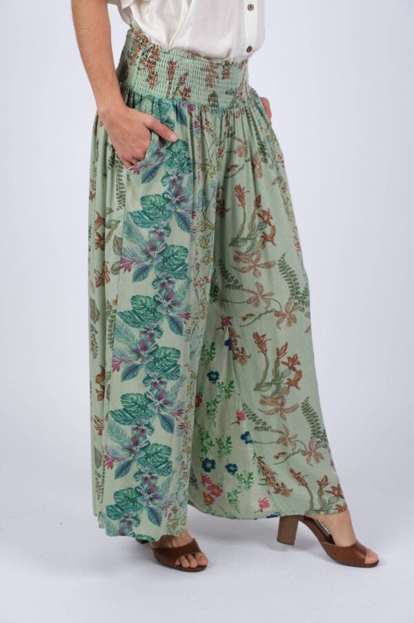 Product Image for  Green Floral Serenity Patchwork Chic Pants:S/M & L/XL)