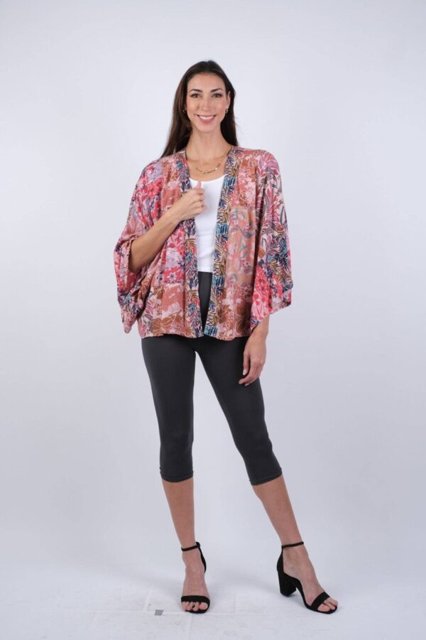 Product Image for  Floral Pink Muse Patchwork Cardigan with Wide Sleeves:: S/M & L/XL)