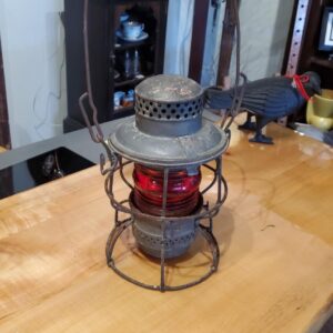 Product Image for 1920s Adlake Kero 4½ Railroad Lantern with Ribbed Embury Red Globe