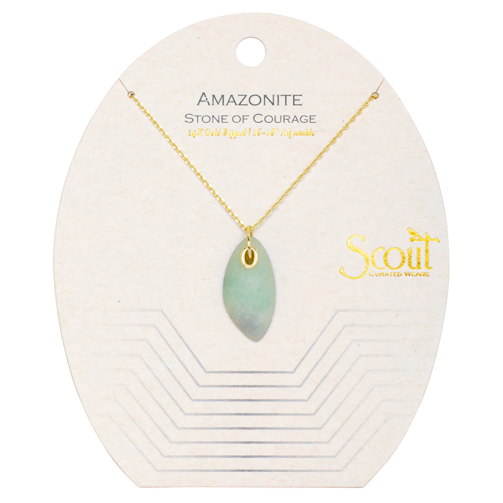 Downloaded from Shopify for use with Vendor ID (979) and Product ID (8216199201062). Product Image for Amazonite and Gold Stone of Courage Organic Stone Necklace