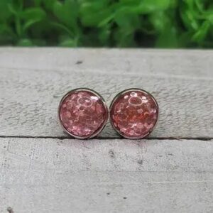 Product Image for  Light Pink Confetti Dome Stud Earrings
