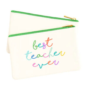 Product Image for  Best Teacher Ever Script Bag Pouch Teacher Appreciation Gift