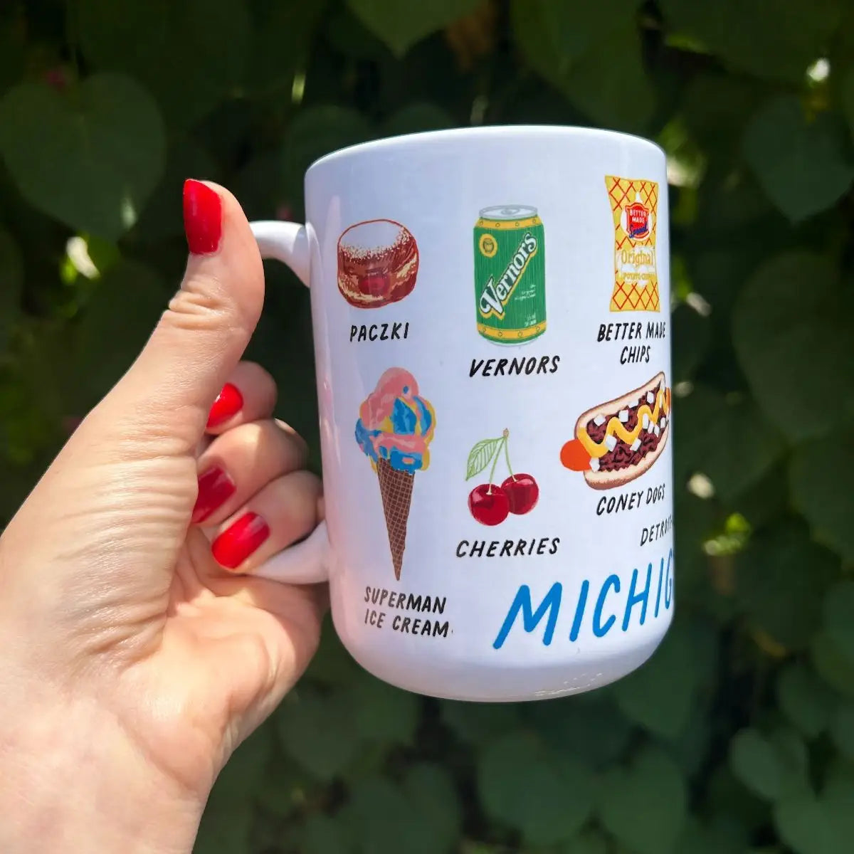 Downloaded from Shopify for use with Vendor ID (979) and Product ID (10288489038118). Product Image for  Michigan Foods Mug