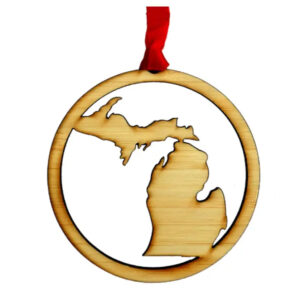 Product Image for  Michigan Peninsulas Silhouette Wooden Ornament