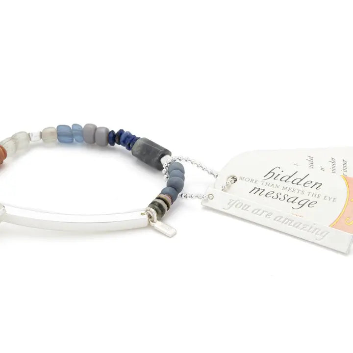 Downloaded from Shopify for use with Vendor ID (979) and Product ID (10308270620966). Product Image for Hidden Message Bracelet – Amazing/Labradorite/Silver