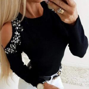 Product Image for  Embellished Cold-Shoulder Top