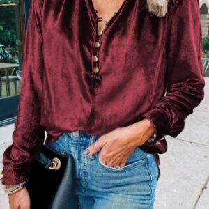 Product Image for  Velvet Buttons up Blouse