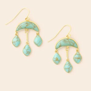 Product Image for Stone Crescent Drop Earrings-Turquoise/Gold