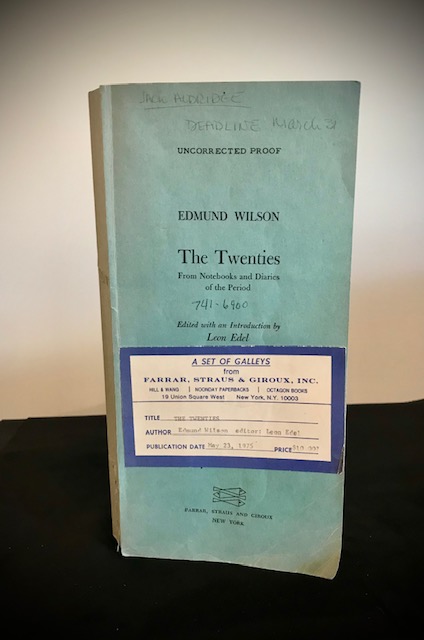 thumbnail_IMG_4845 Product Image for Edmund Wilson Publisher’s Galley – The Twenties (FSG, 1975, Annotated Proof)