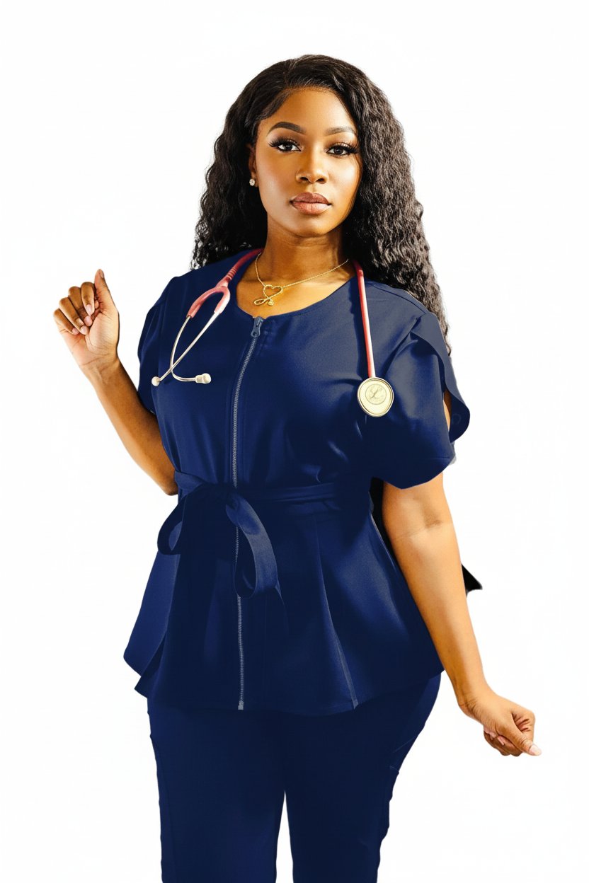 Downloaded from Shopify for use with Vendor ID (893) and Product ID (7723990712542). Product Image for Stylish Medical Uniforms – Peplum Scrub Set