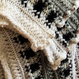 Product Image for Hair Pin Lace Afghan Black White Grey Valerie Schoen VSAFG4