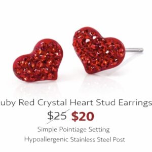 Product Image for Ruby Red Crystal Heart Earrings
