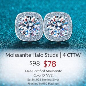 Product Image for 4ct Halo Moissanite Earrings