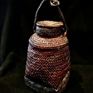 Product Image for Ifugao Cordillera Hand-Woven Rice Basket with Carved Wood Base (Post-1950s)