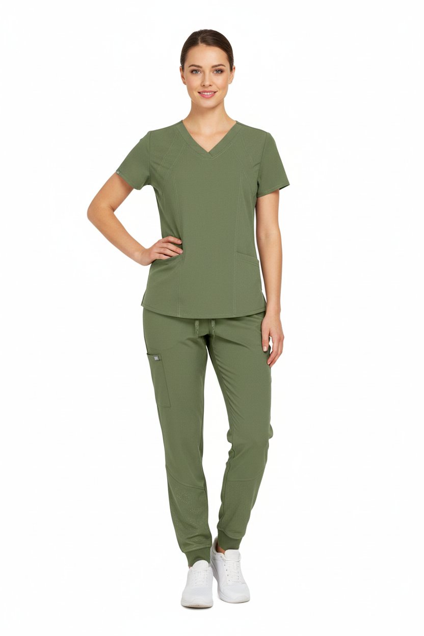 Downloaded from Shopify for use with Vendor ID (893) and Product ID (9107498991838). Product Image for Natural Uniform – Women’s Stretch V-Neck Jogger Scrub Sets (8500)