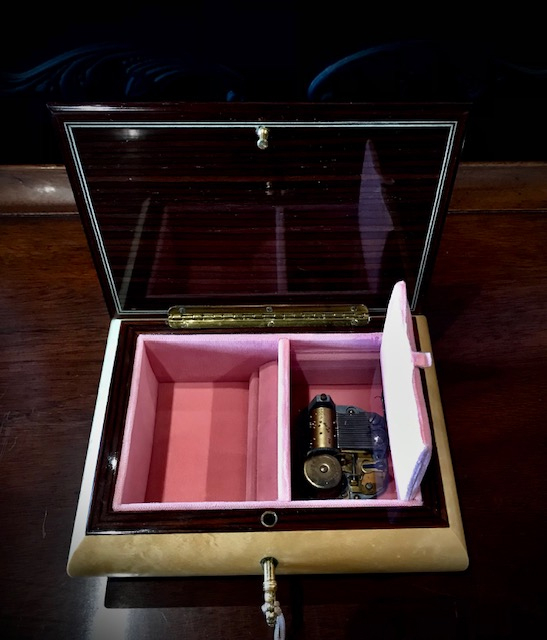 4 Product Image for Swiss Reuge Musical Jewelry Box with Floral Marquetry