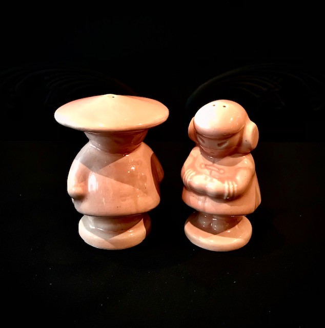 Asian Product Image for Vintage Japanese Pink Glaze Chinese Couple Salt & Pepper Shakers