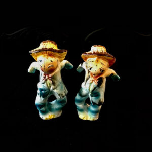 Product Image for Vintage Japanese Scarecrow Salt and Pepper Shakers with Original Labels
