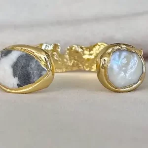 Product Image for Zebra Jasper & Freshwater Pearl Lg. Cuff