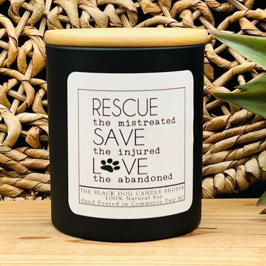 Downloaded from Shopify for use with Vendor ID (1042) and Product ID (7043740663940). Product Image for Rescue, Save & Love Candle