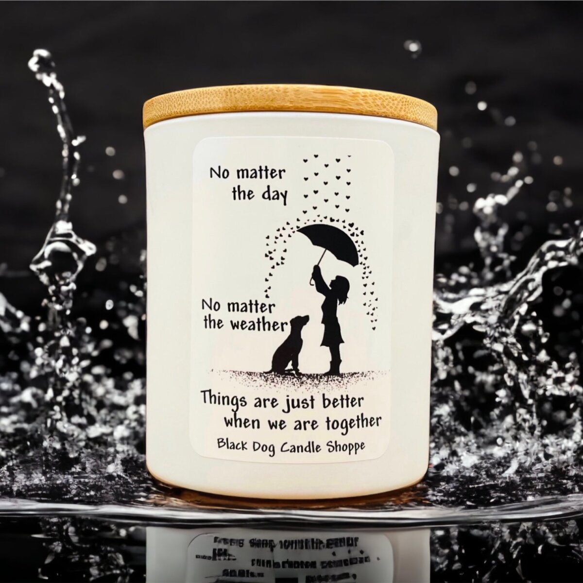 Downloaded from Shopify for use with Vendor ID (1042) and Product ID (7067302953092). Product Image for No Matter the Day – Dog Rescue Candle