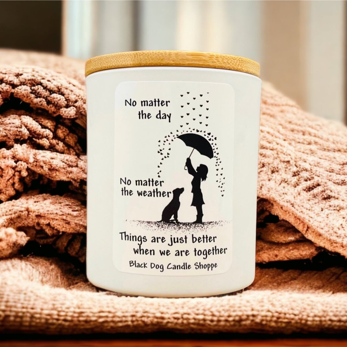 Downloaded from Shopify for use with Vendor ID (1042) and Product ID (7067302953092). Product Image for No Matter the Day – Dog Rescue Candle