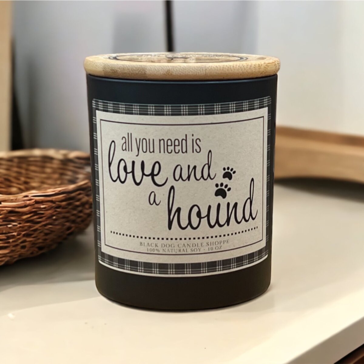 Downloaded from Shopify for use with Vendor ID (1042) and Product ID (7045112201348). Product Image for All You Need is Love and a Hound Dog Breed Candle