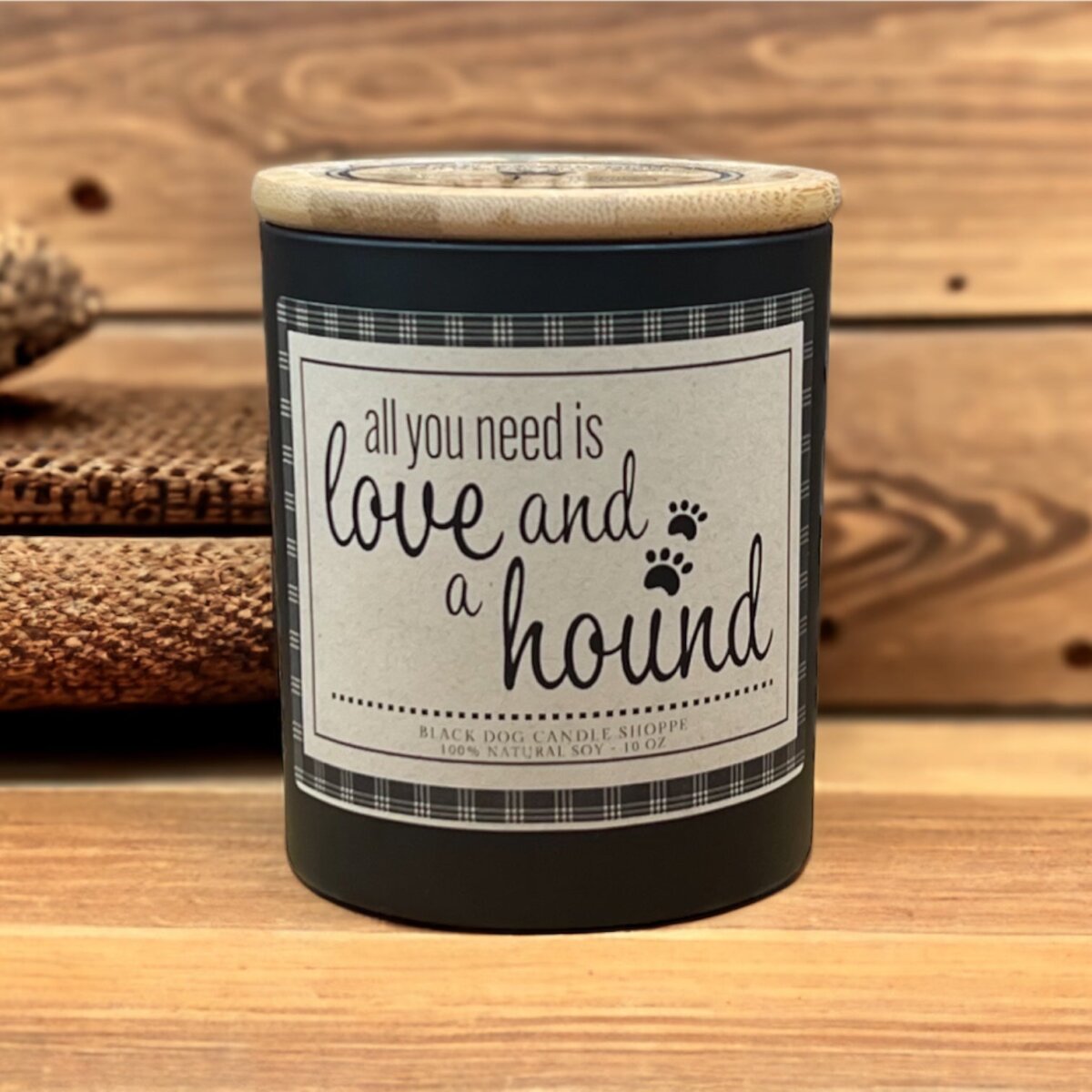 Downloaded from Shopify for use with Vendor ID (1042) and Product ID (7045112201348). Product Image for All You Need is Love and a Hound Dog Breed Candle