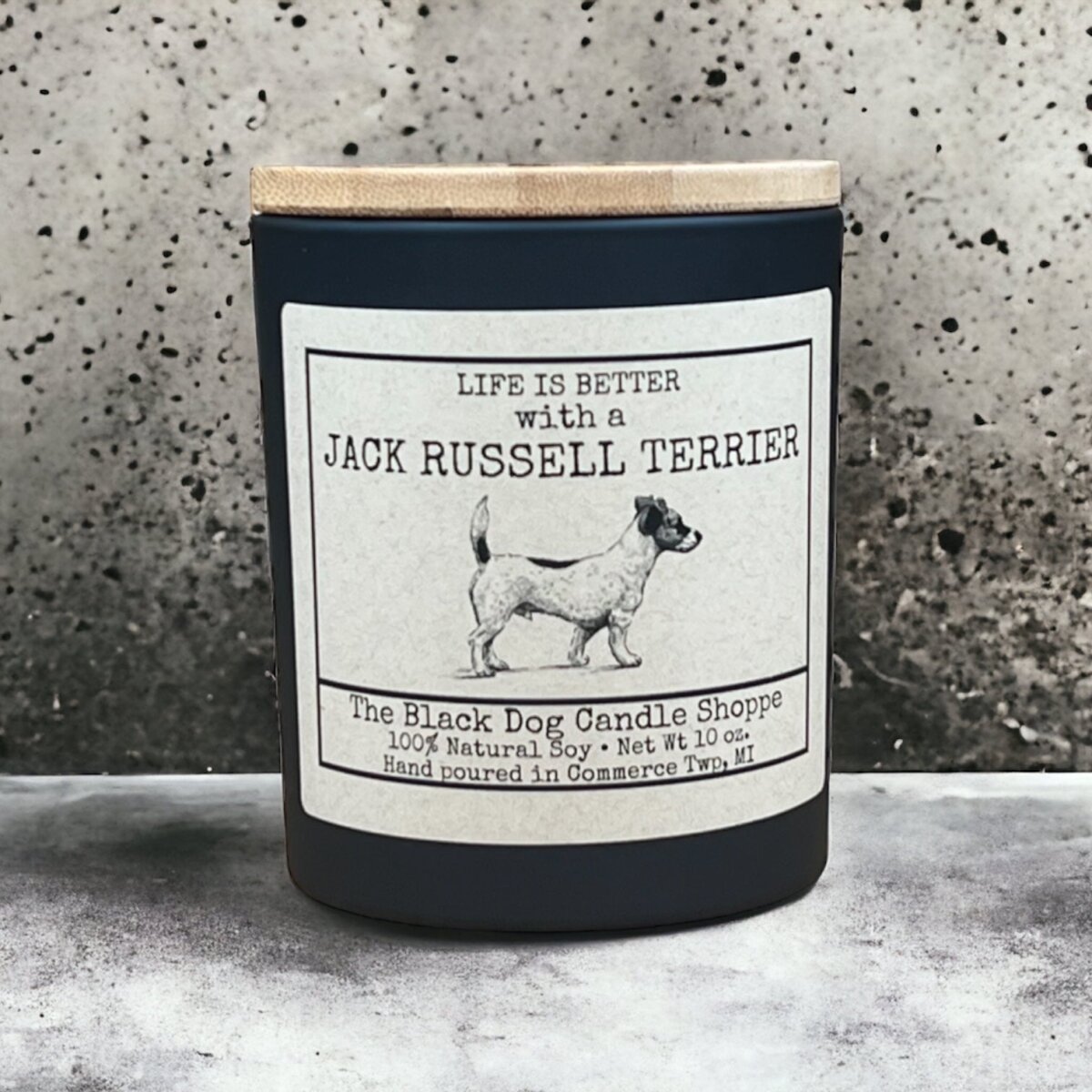 Downloaded from Shopify for use with Vendor ID (1042) and Product ID (7072858570884). Product Image for Jack Russell Dog Breed Candle
