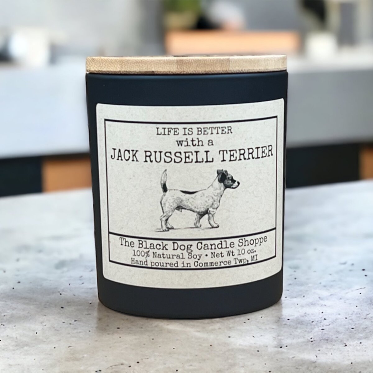 Downloaded from Shopify for use with Vendor ID (1042) and Product ID (7072858570884). Product Image for Jack Russell Dog Breed Candle
