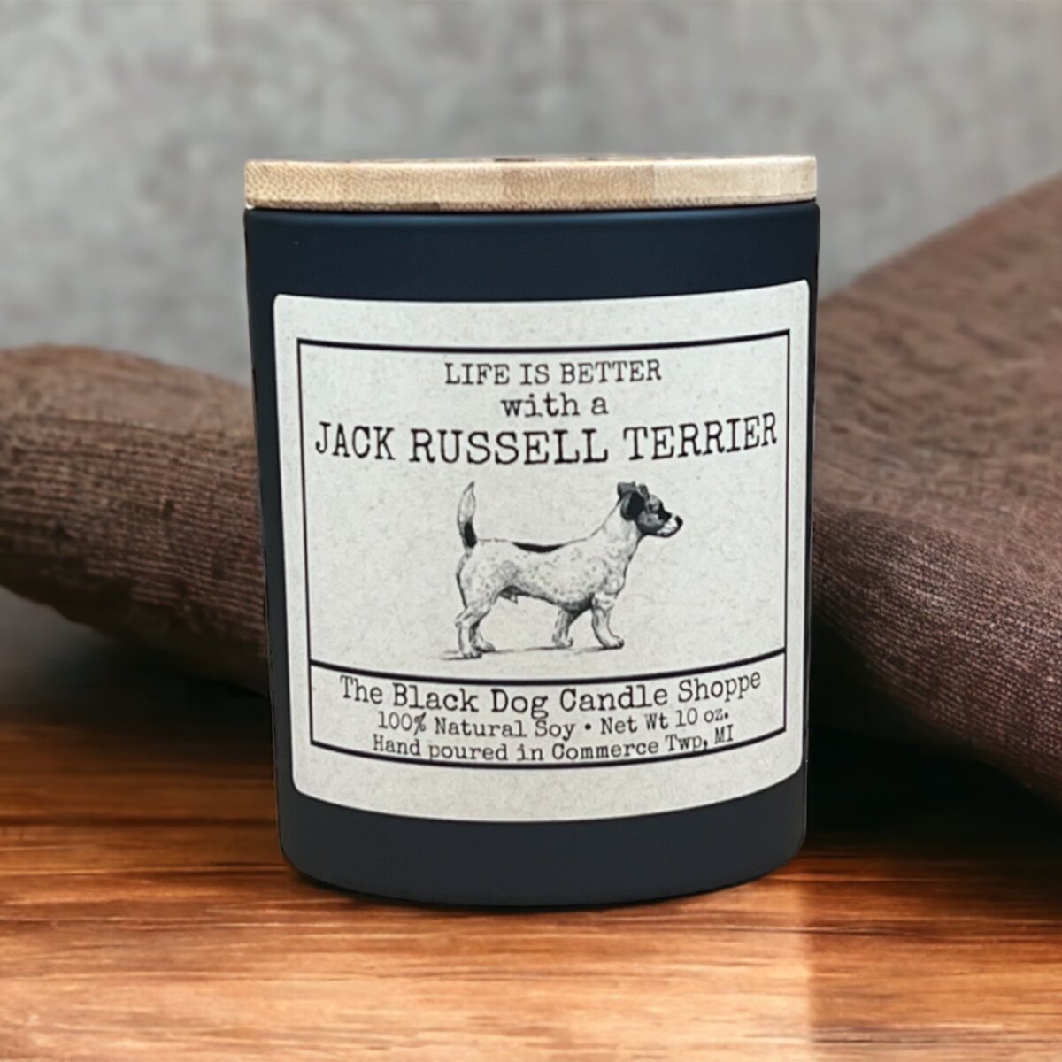 Downloaded from Shopify for use with Vendor ID (1042) and Product ID (7072858570884). Product Image for Jack Russell Dog Breed Candle