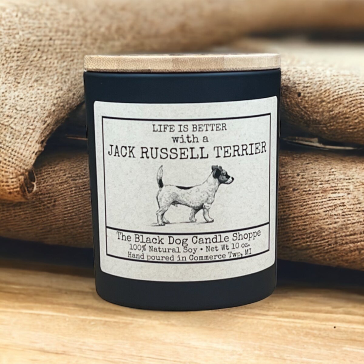 Downloaded from Shopify for use with Vendor ID (1042) and Product ID (7072858570884). Product Image for Jack Russell Dog Breed Candle