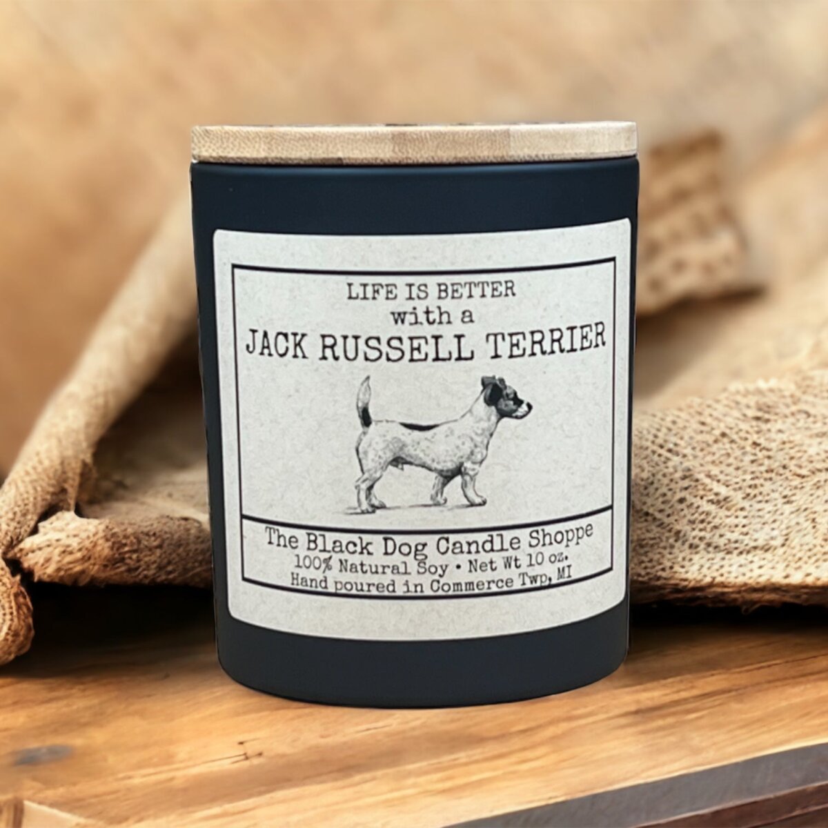 Downloaded from Shopify for use with Vendor ID (1042) and Product ID (7072858570884). Product Image for Jack Russell Dog Breed Candle