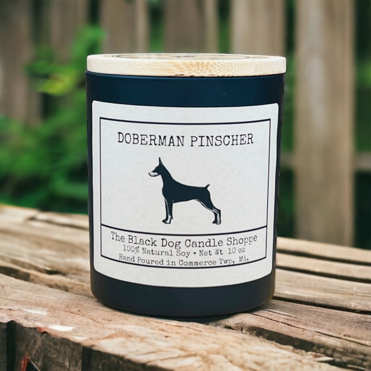 Downloaded from Shopify for use with Vendor ID (1042) and Product ID (7105409286276). Product Image for Doberman Dog Breed Candle