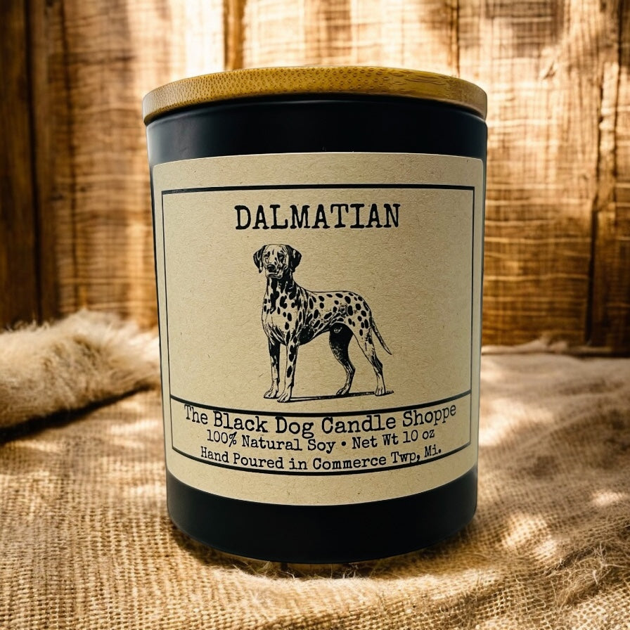 Downloaded from Shopify for use with Vendor ID (1042) and Product ID (8212251836548). Product Image for Dalmatian Dog Breed Candle