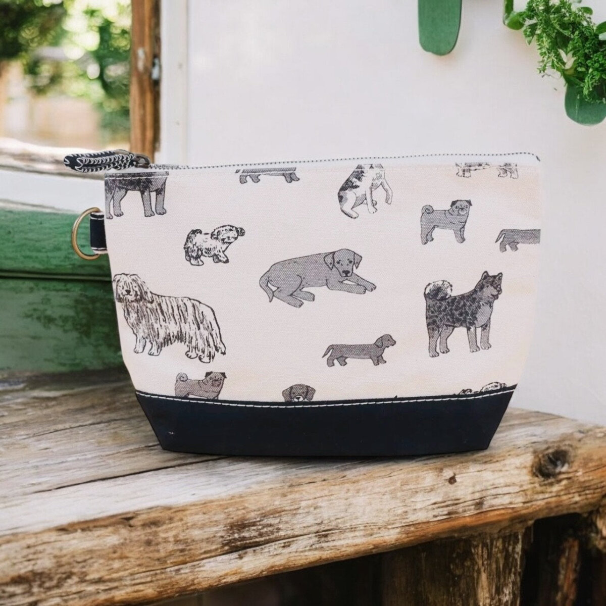 Downloaded from Shopify for use with Vendor ID (1042) and Product ID (8218837549188). Product Image for All in Canvas Zippered Accessories Pouch Dog Print