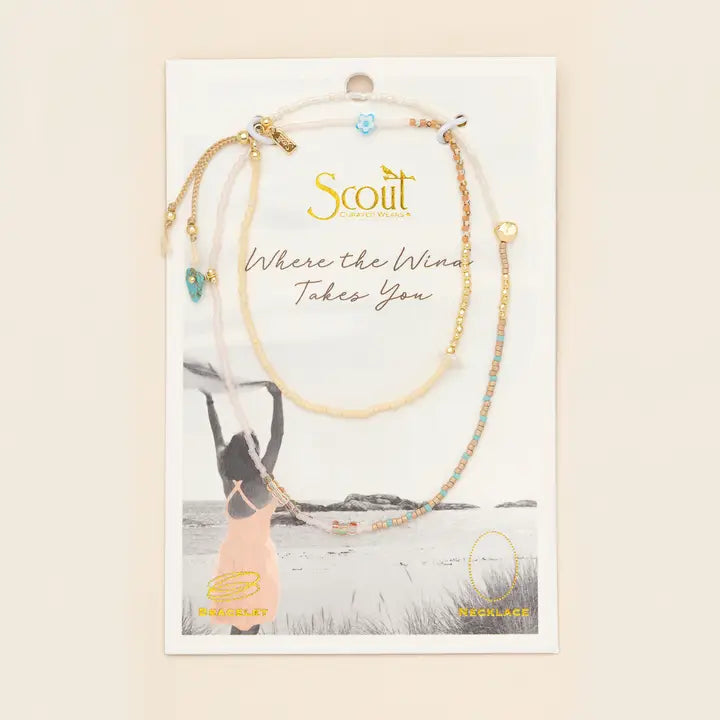 Downloaded from Shopify for use with Vendor ID (979) and Product ID (10560839418150). Product Image for Mixed Media Wrap Bracelet/Necklace – Tranquility/Turquoise/Gold