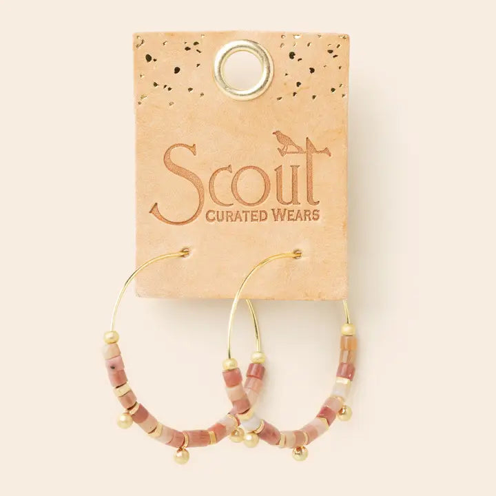 Downloaded from Shopify for use with Vendor ID (979) and Product ID (10562443772198). Product Image for Stone Disc Hoop Earring – Rhodonite/Gold