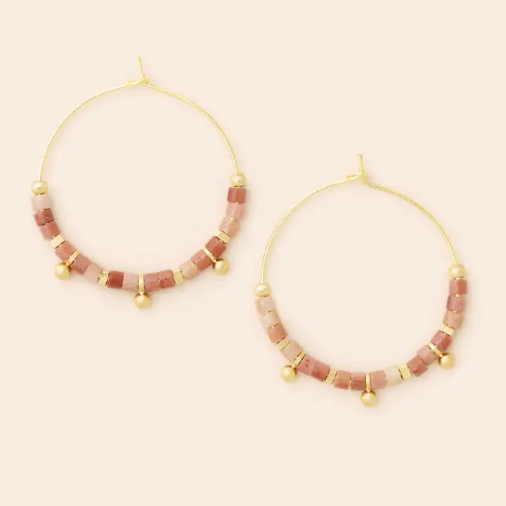 Downloaded from Shopify for use with Vendor ID (979) and Product ID (10562443772198). Product Image for Stone Disc Hoop Earring – Rhodonite/Gold