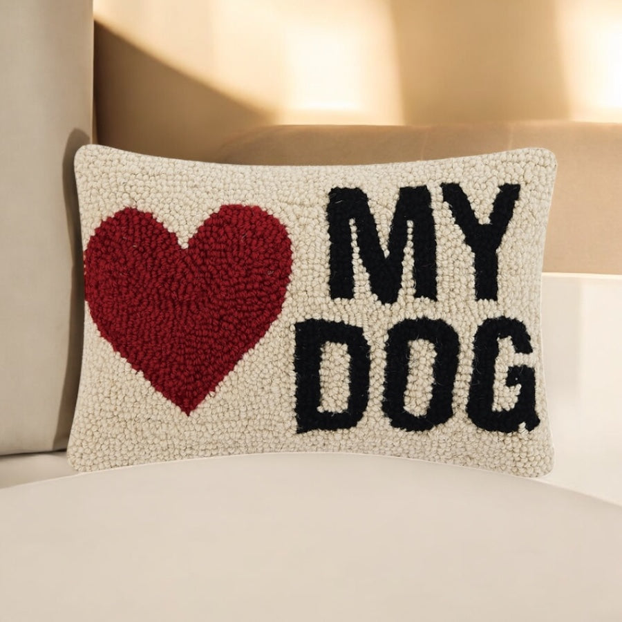 Downloaded from Shopify for use with Vendor ID (1042) and Product ID (10005262139524). Product Image for I Love My Dog Accent Pillow