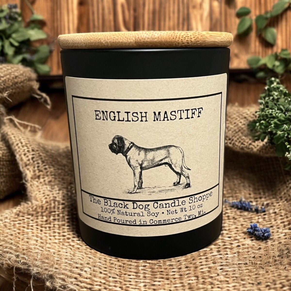 Downloaded from Shopify for use with Vendor ID (1042) and Product ID (10005268594820). Product Image for English Mastiff Dog Breed Candle