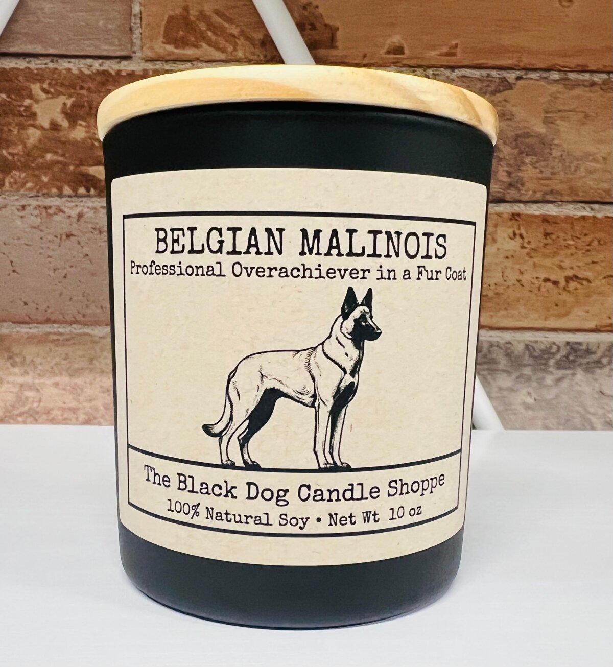Downloaded from Shopify for use with Vendor ID (1042) and Product ID (10057623765124). Product Image for Belgian Malinois Dog Breed Candle