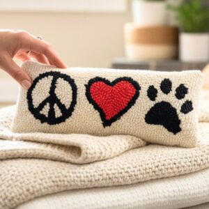 Product Image for Peace, Love & Dogs Hook Pillow Mini – New Design