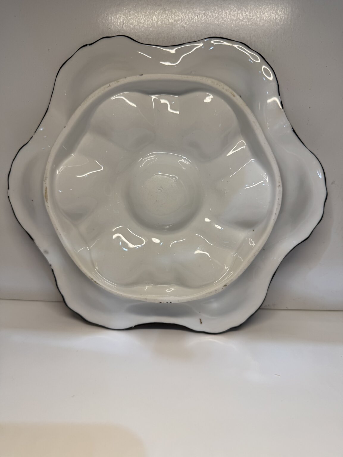 IMG_5954 Product Image for Antique French Majolica Oyster Plate 6 Well & Center