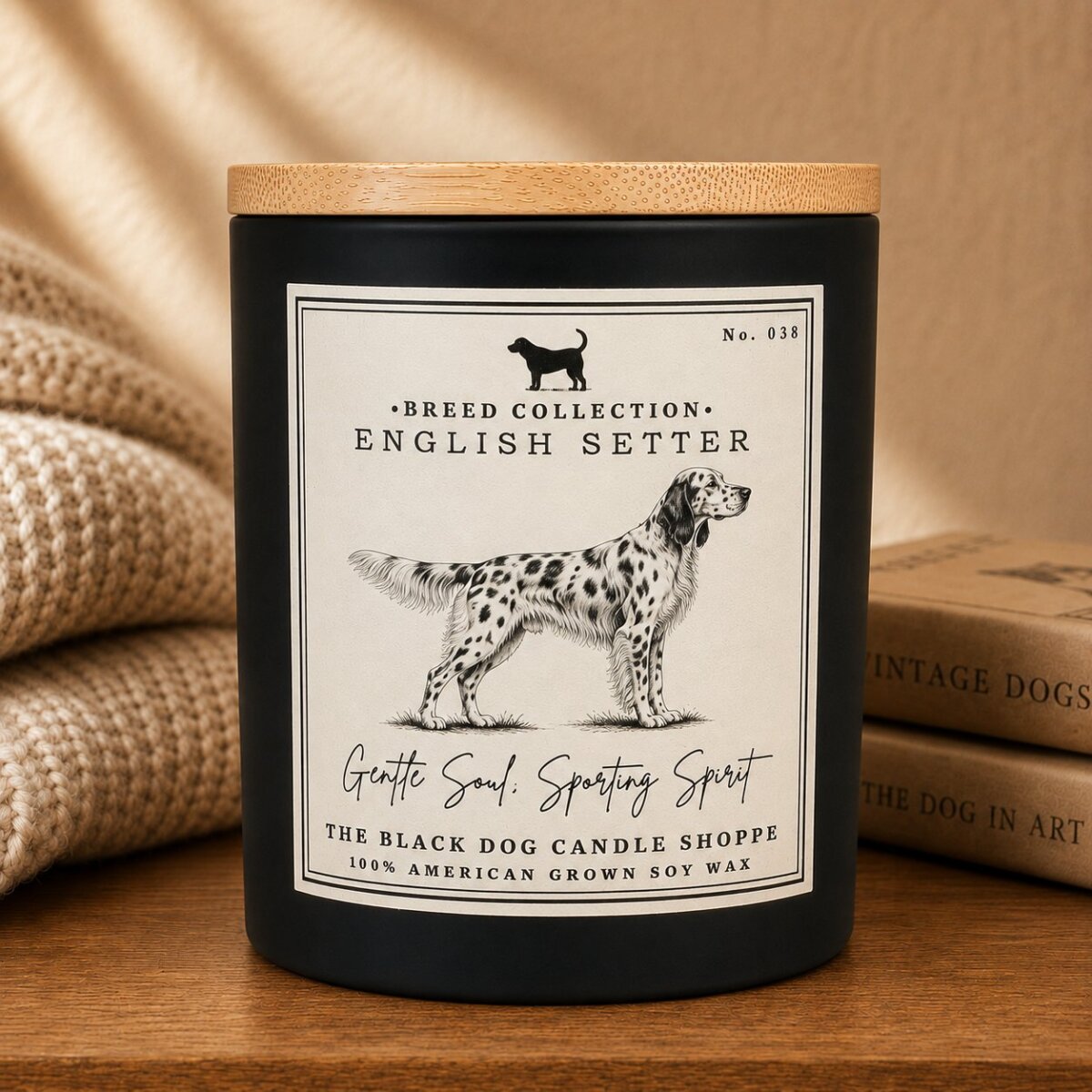 Downloaded from Shopify for use with Vendor ID (1042) and Product ID (7034966016132). Product Image for English Setter Dog Breed Candle