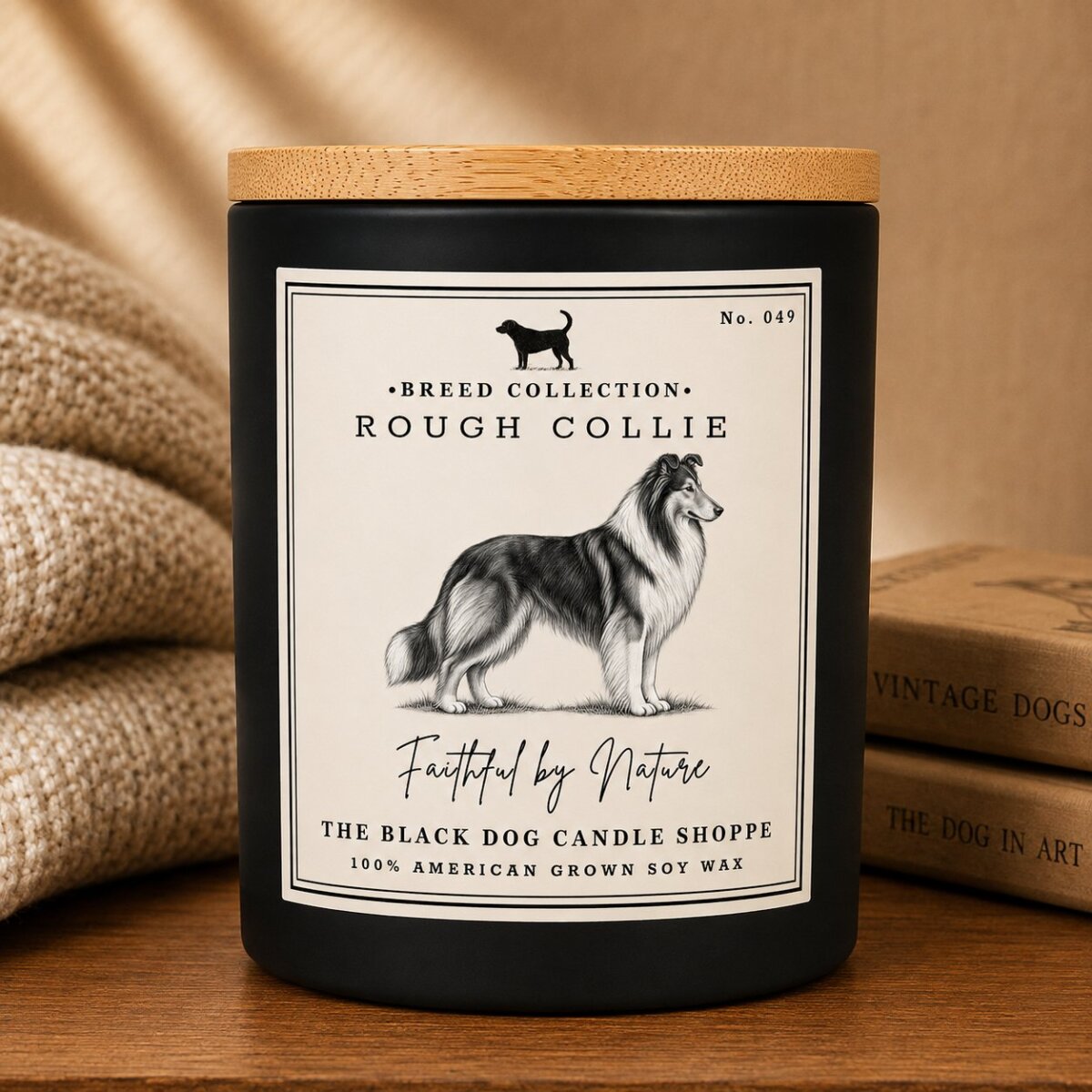 Downloaded from Shopify for use with Vendor ID (1042) and Product ID (8212717895812). Product Image for Rough Collie Dog Breed Candle