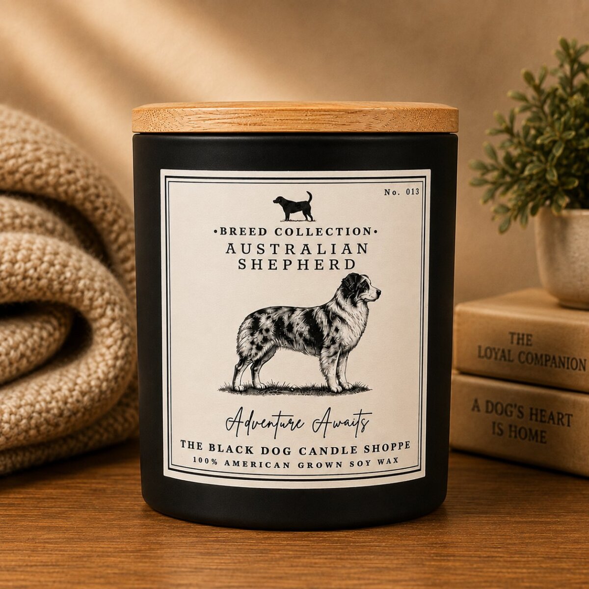 Downloaded from Shopify for use with Vendor ID (1042) and Product ID (10222982561924). Product Image for Australian Shepherd Dog Breed Candle